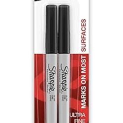 12 Sharpies 37161PP Ultra Fine Point Permanent Markers (Set of 6), Resists Fading and Water, Black Color, 6 Blister Pack 2 Markers, Total 12 Markers
