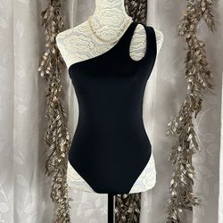 ZARA Black One Shoulder Bodysuit | Women’s M | Minimalist Chic