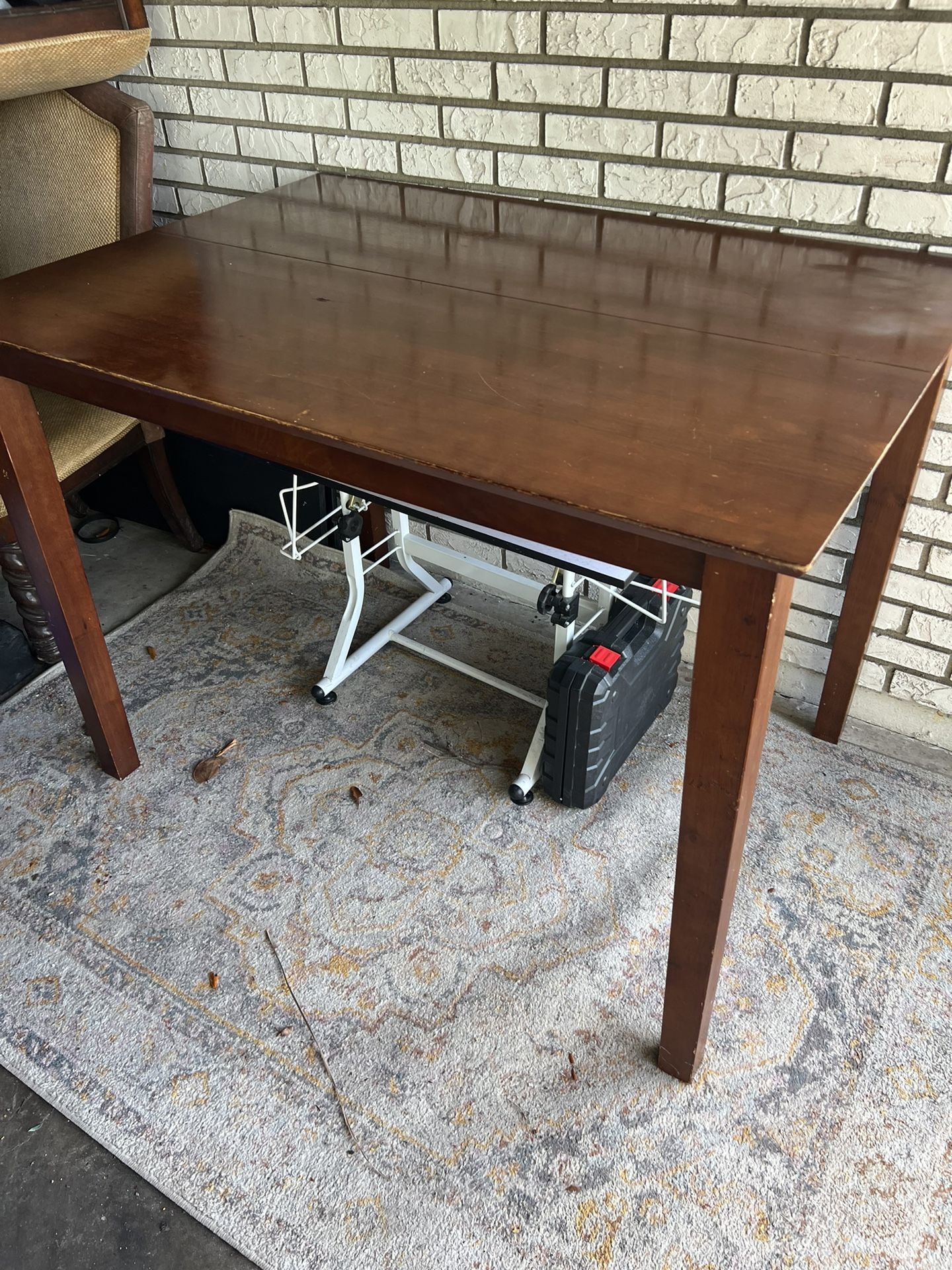 Bar height table 50 X 36 X 36 High Real Strong Wood A Little Scratched Up But Can Easly Be Refinished was looking to use this piece, but decided not t
