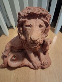 Terracotta Sculture- Lion + Lamb