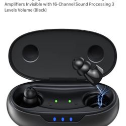 Supermini Hearing Aids for Seniors with Digital Chips, 80H Wireless Charging Case OTC Rechargeable Hearing Amplifiers Invisible with 16-Channel Sound 