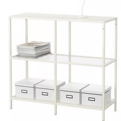 Shelf unit, white/glass, 39 3/8x36 5/8 "