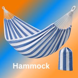 Blue and White Hammock for Courtyard, Indoor Beach, and Leisure Use