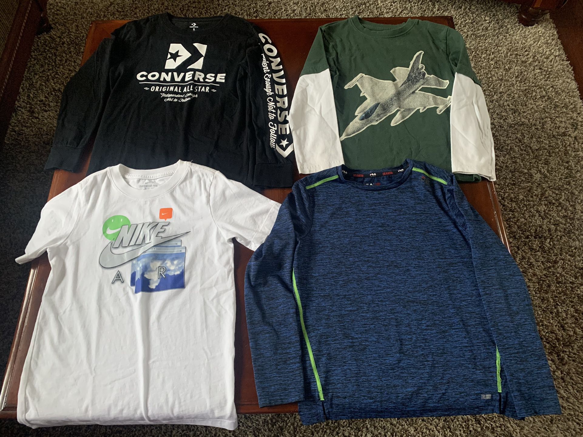 👕 Boys Youth Size 7 Small Shirts. Brands: Converse, Nike, Gymboree and FILA athletic wear TruDry 