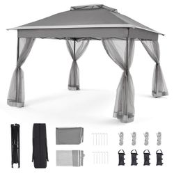  11x11 Pop up Gazebo, Outdoor Waterproof Gazebo Tent for Outdoors, Dark Gray