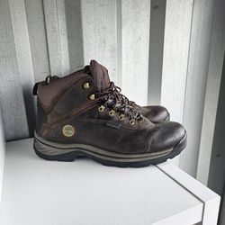 Timberland Waterproof Hiking Boots Mens 12W Brown Leather Wide Trail Work Boots