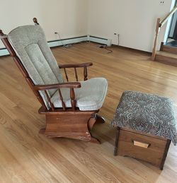 Vintage glider rocker, and storage ottoman