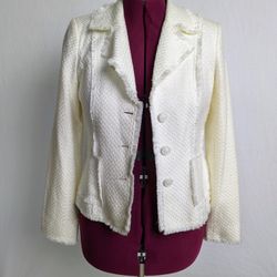 White Tweed Jacket by White House. Black Market in size 10. 
