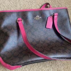 Pink And Brown Coach Purse 