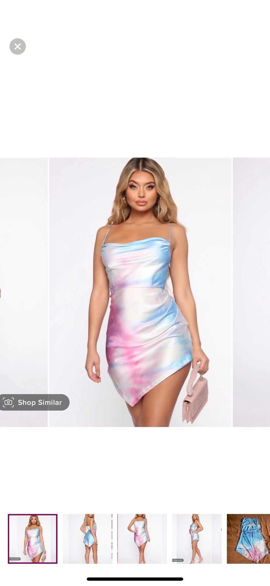 Blue/Pink Satin Asymmetrical Mini