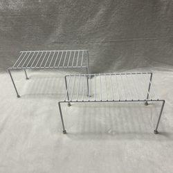 2 white Shelves kitchen Cabinet Organization Mini Storage Shelf Rack Organizer