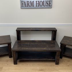 🪵 4 Piece X Coffee, End Table, Console Buffet | Living Room Set | Rustic | Farmhouse | Handmade