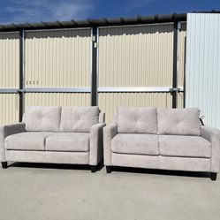 2 Band New Taupe/Light Beige Loveseats 