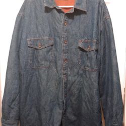St. John's Bay Men's Fleece Lined Denim Shirt Jacket Blue Size  XL