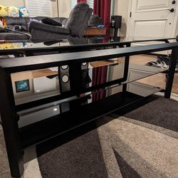 Free Black Metal And Black Glass Entertainment Stand
