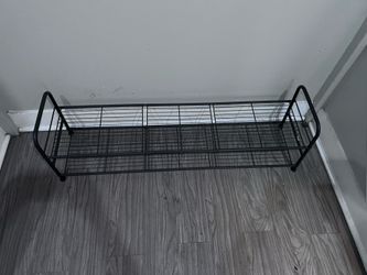Black Metal 2-Tier Shoe Rack Shelf