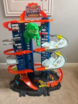 T-Rex Dinosaur Garage Car Toy Multi Level Auto Park