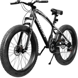 Outroad Fat Tire Mountain Bike with 26 inch Wheels, 21 Speed with High Carbon Steel Frame