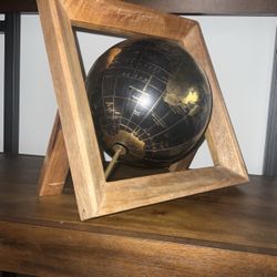 Aesthetic Wood & Black & Gold Globe