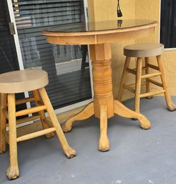 Solid Oak wood Table and stools