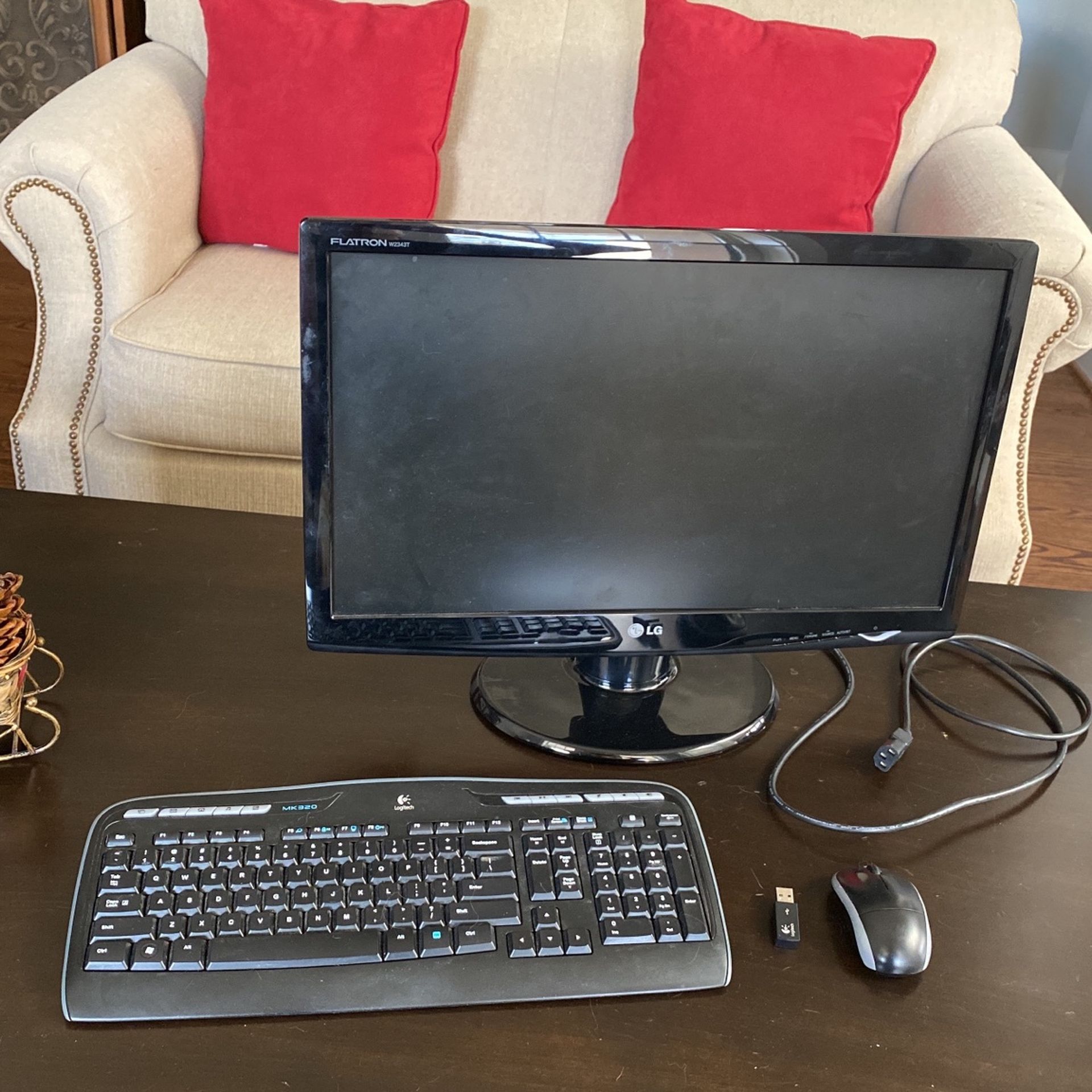 Computer Monitor + Wireless Keyboard And Mouse