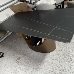 Black Marble-Style Dining Table / Executive Desk