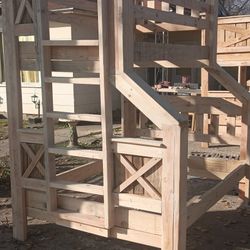 NEW CUSTOM MADE FARMHOUSE STYLE TWIN OVER FULL BUNK BEDS. READY TO GO TODAY. 