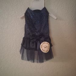 Blue Satin Dog Dress XS