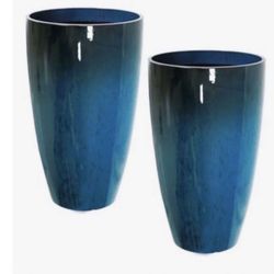 Goldshire 2 Packs 21 inch Tall Planter, Indoor Outdoor Round Planter for Porch, Large Plant Pot w/Drainage Hole for Home Garden Front Door, Retail $90