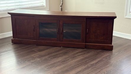 Dark Wood TV Stand with Cabinet Doors