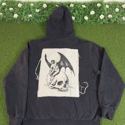 Welcome Nephilim Black Zip Up Hoodie Large Skater Grunge Distressed SEE