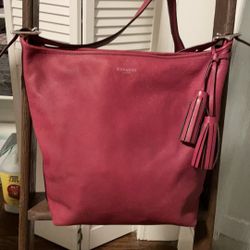 Coach Crossbody Distressed Red Leather Bag
