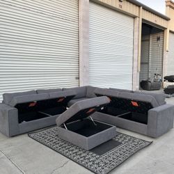 🔥 Thomasville Bryden Fabric Sectional with Storage Seats and Ottoman 🚚FREE DELIVERY AVAILABLE