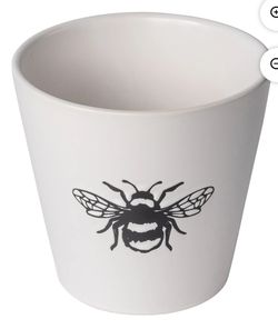 Revised Listing - NEW - White Embossed Bee/Bumblebee Flower Pot / Planter (2 Available)