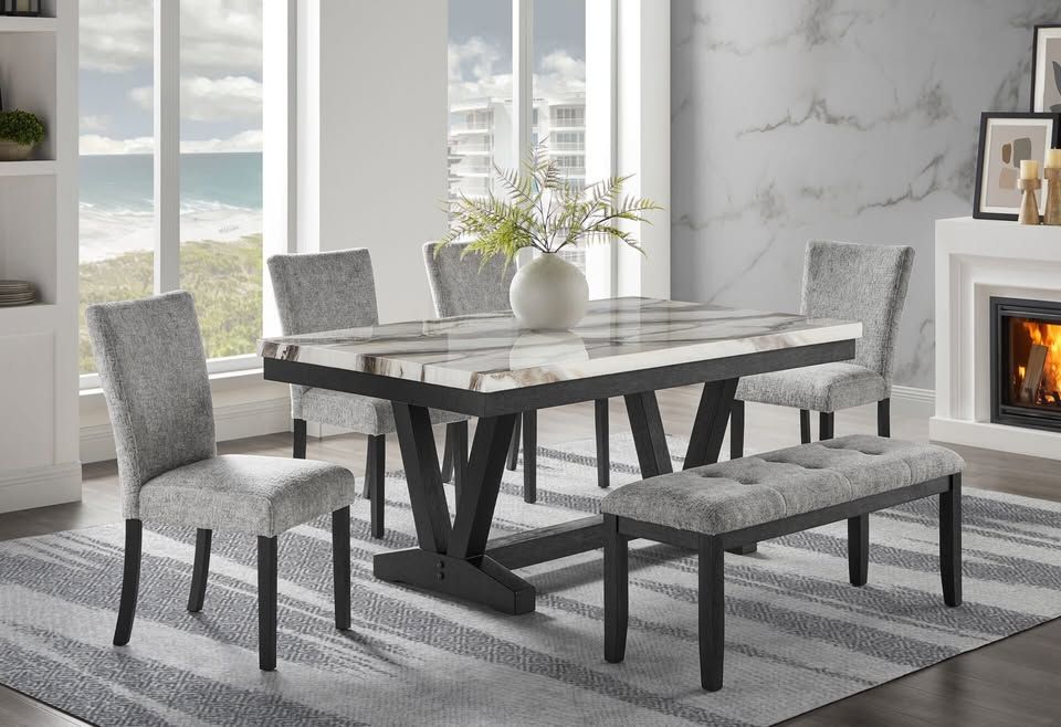 sophisticated 6 pc dining set features perfect blend of charm and modern elegance