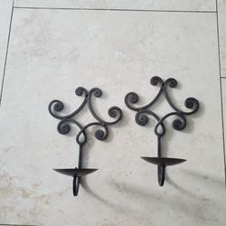 2 Black Wall Candle Holders 