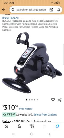 Electric Mini Exercise Bike with Portable Hand Controller, Electric Pedal Exerciser for Seniors Fitness Cycle for Arm/Leg Exercise