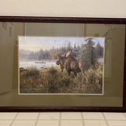 Framed Moose Painting 