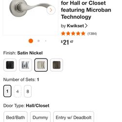 kwikset Door Lever Set Closet / Hall / Passage Function Dakota Collection