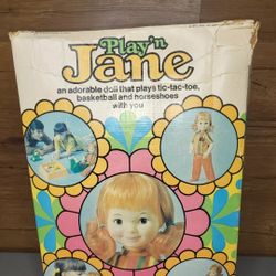 Vintage Ideal 1971 Play N Jane Doll 15" With Game & Accessories
