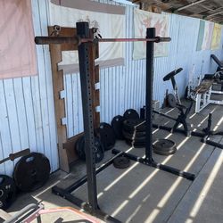Gym Equipment Rack, Bar, plates