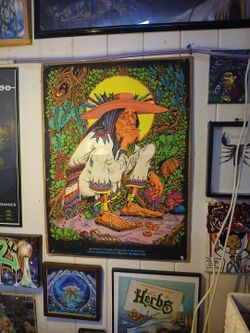 Screen printed rick griffin black light poster