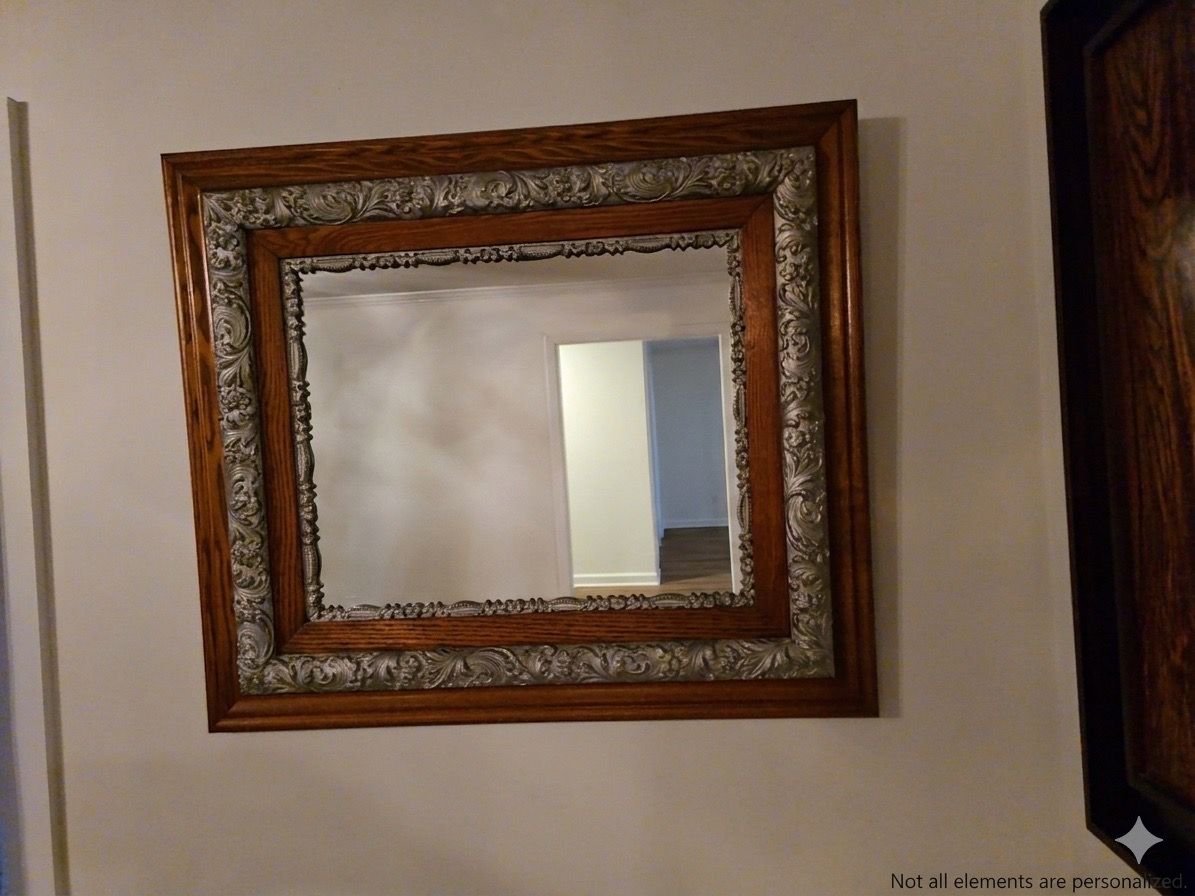 Ornate Vtg French Provincial Double-Frame Mirror - Highly Detailed Scrollwork