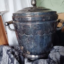 Vintage Silver Plated Copper Ice Bucket 