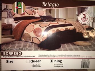 New 3 pc King Thick Borrego blanket