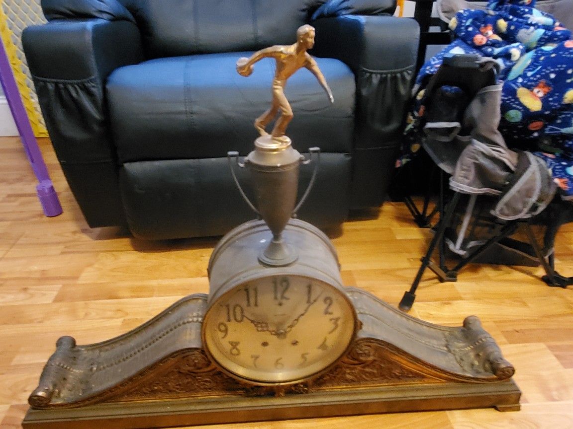 Seth Thomas Bowling Trophy Clock. All Brass