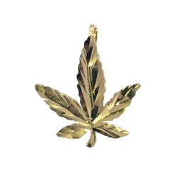 Woman’s Or Men’s 14k Yellow Gold Marijuana Pot Leaf Charm Pendant for Necklace GP3101690