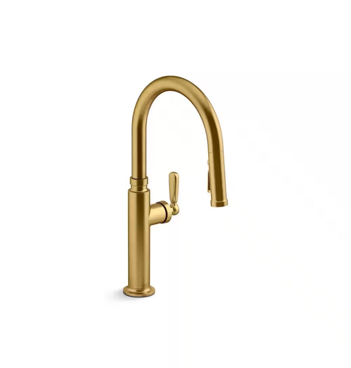 KOHLER Edalyn By Studio McGee Single Handle Pull Down Sprayer Kitchen Faucet With Sprayhead in Vibrant Brushed Moderne Brass