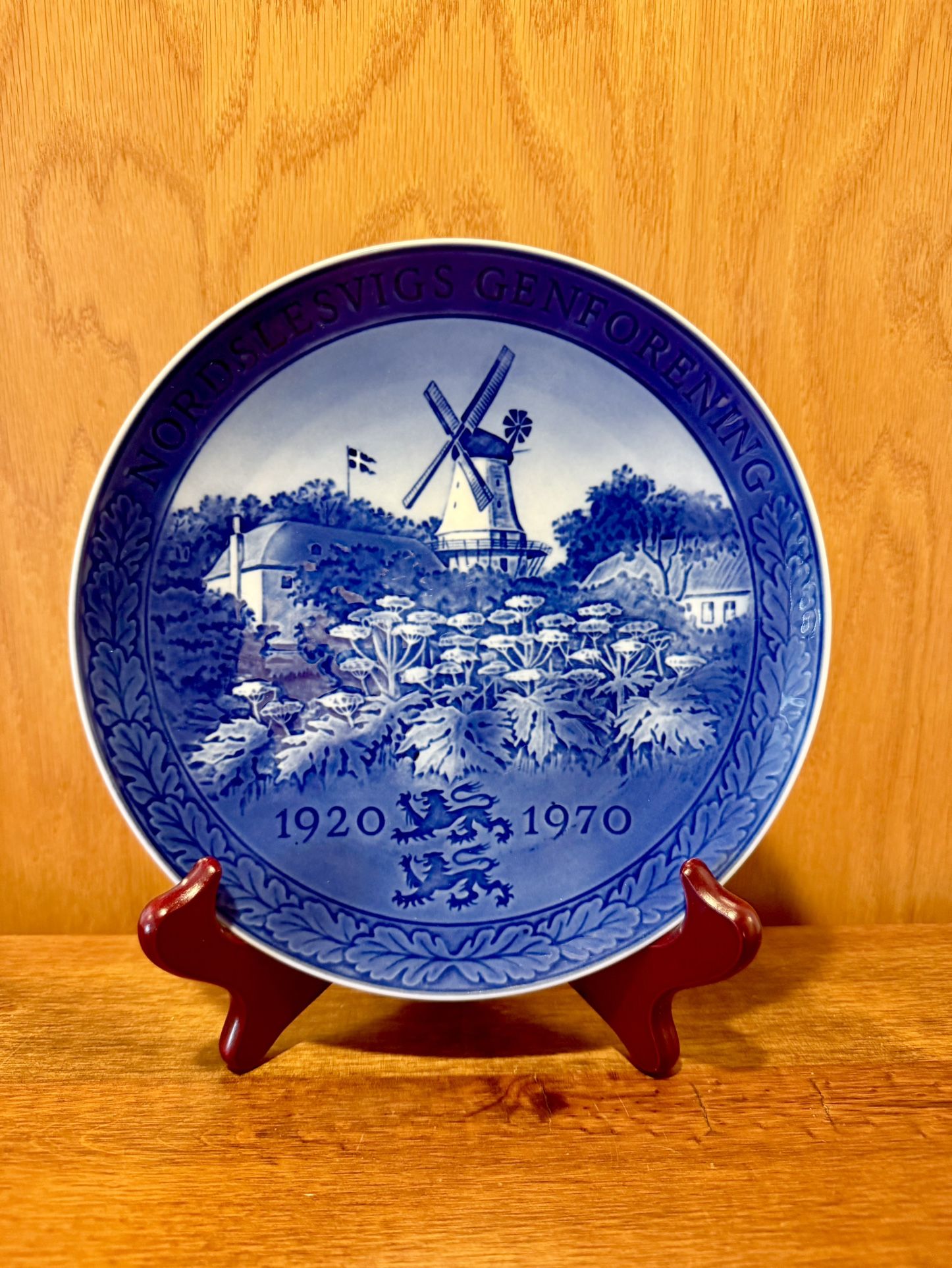 AUTH 1970 Royal Copenhagen Memorial Porcelain Windmill Blue Plate Denmark 8”