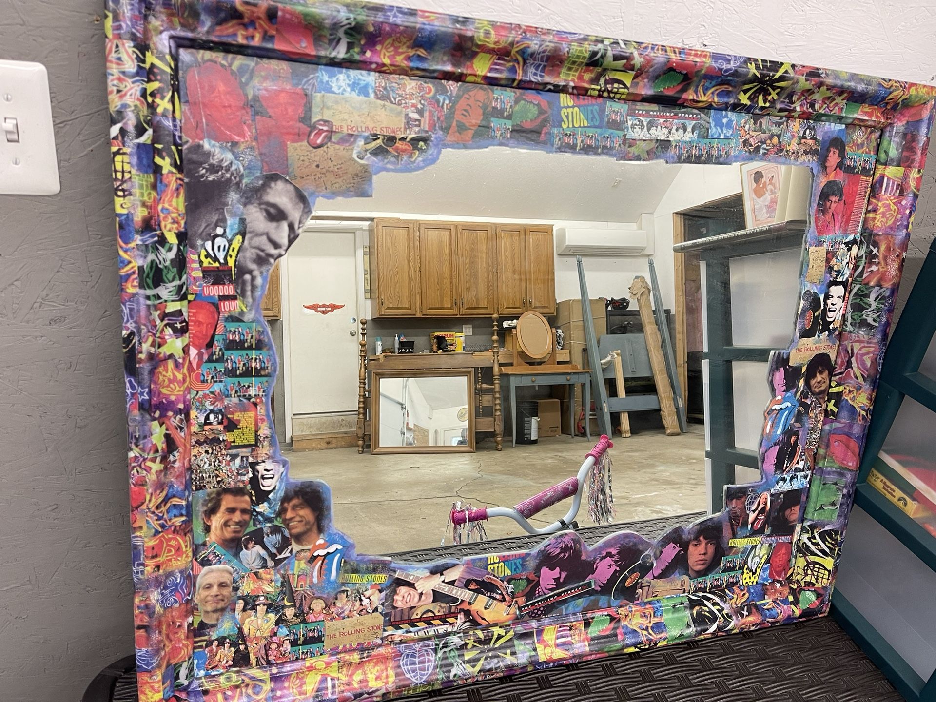 Rare Collectible ROLLING STONES mirror 40x32 Large Vintage Piece W/bonus